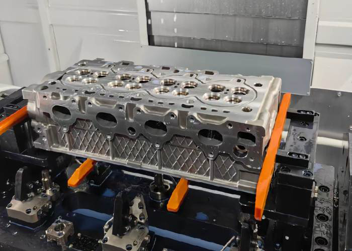 CNC machining process milling automotive engine cylinder head with high precision