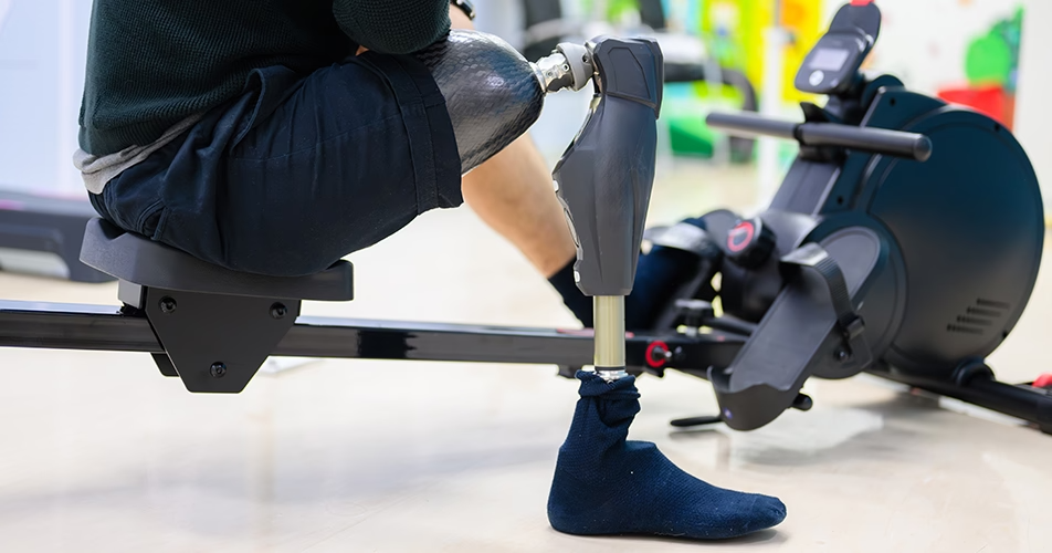 Athlete using advanced prosthetic limb manufactured with precision CNC machining for medical applications