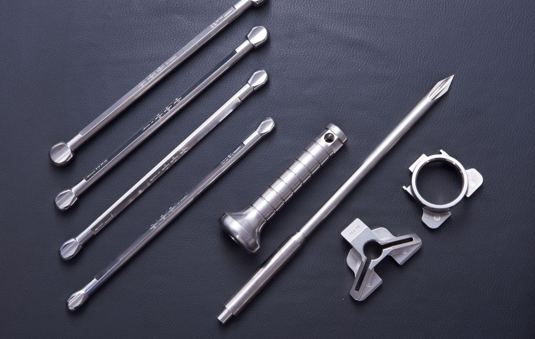 CNC precision machined stainless steel 316L surgical instruments including calibrated probes trocar cannula knurled handle and surgical clamp components — custom tight-tolerance medical device CNC machining for surgical instrument OEM manufacturing