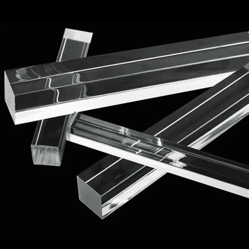 Precision polished clear acrylic and polycarbonate square bars for CNC machining and transparent plastic fabrication