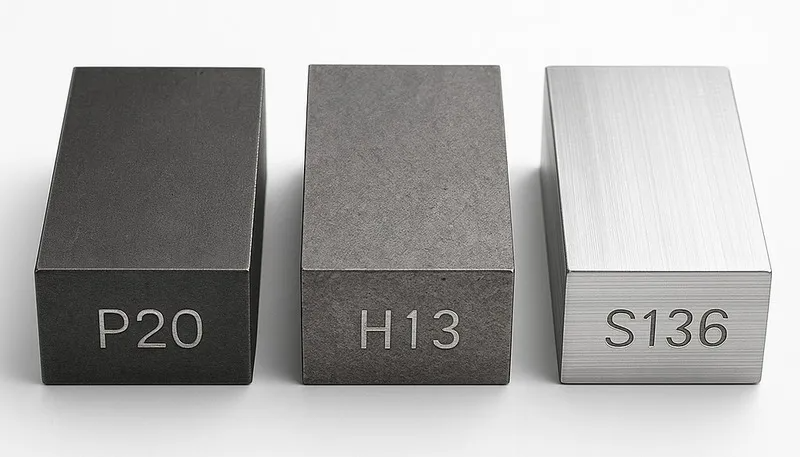 P20 H13 NAK80, 718，SKD61 and S136 mold steel blocks for precision injection mold tooling CNC machining and custom plastic mold manufacturing