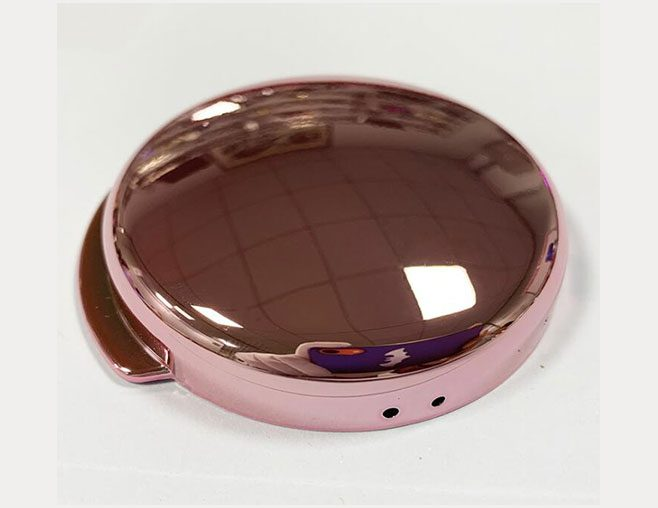 PVD vacuum coating applied to metal components with rose gold mirror finish for enhanced durability and premium appearance