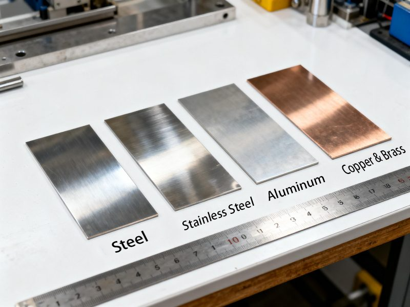 Sheet metal materials including steel stainless steel aluminum and copper used for fabrication projects